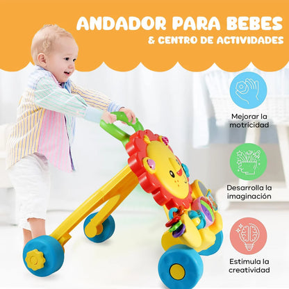 Andadera y caminador 3 en 1. Mesa para bebés caminador y juguetería